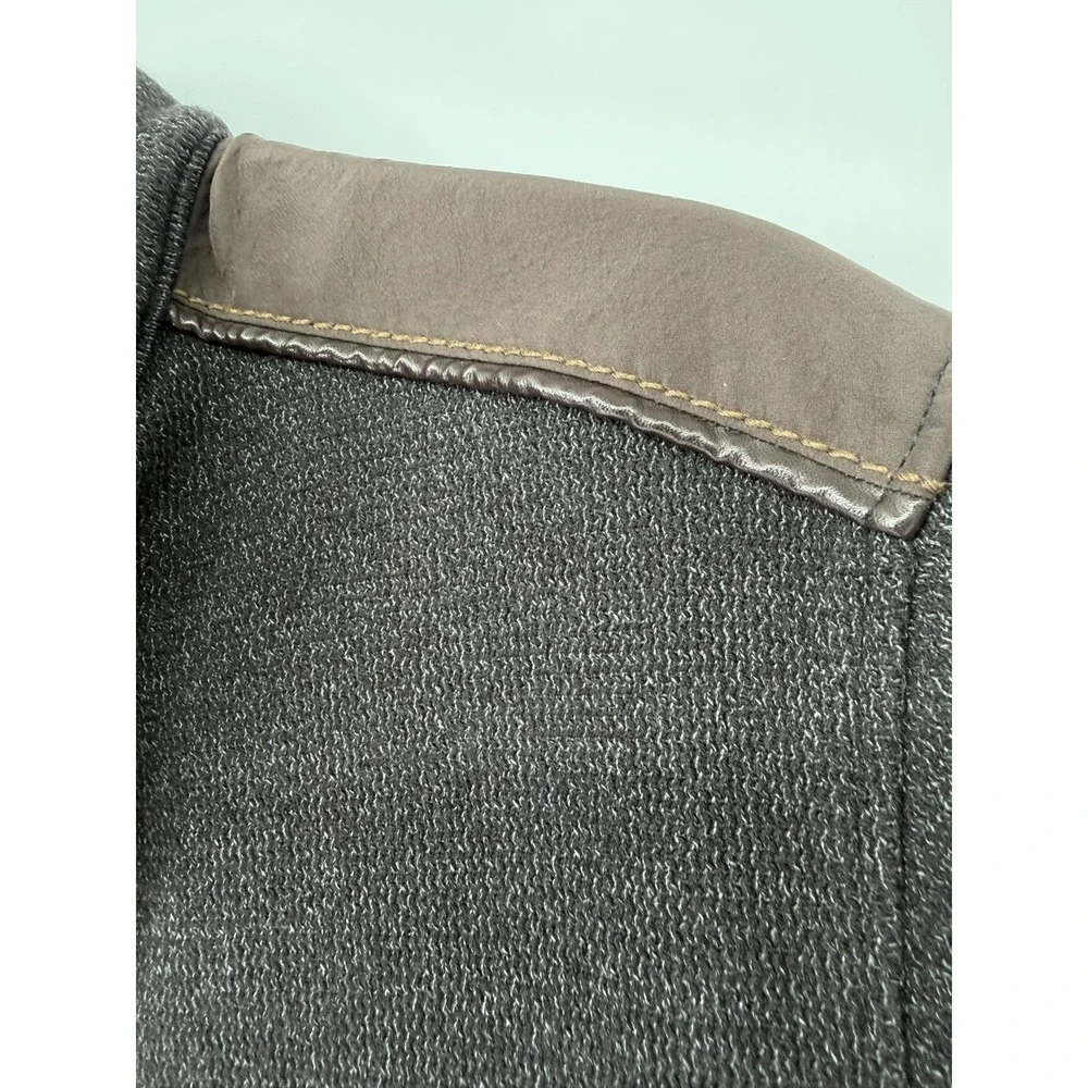 Johnston & Murphy Mens Full Zip Sweater Jacket Charcoal Gray Faux Leather Trim M
